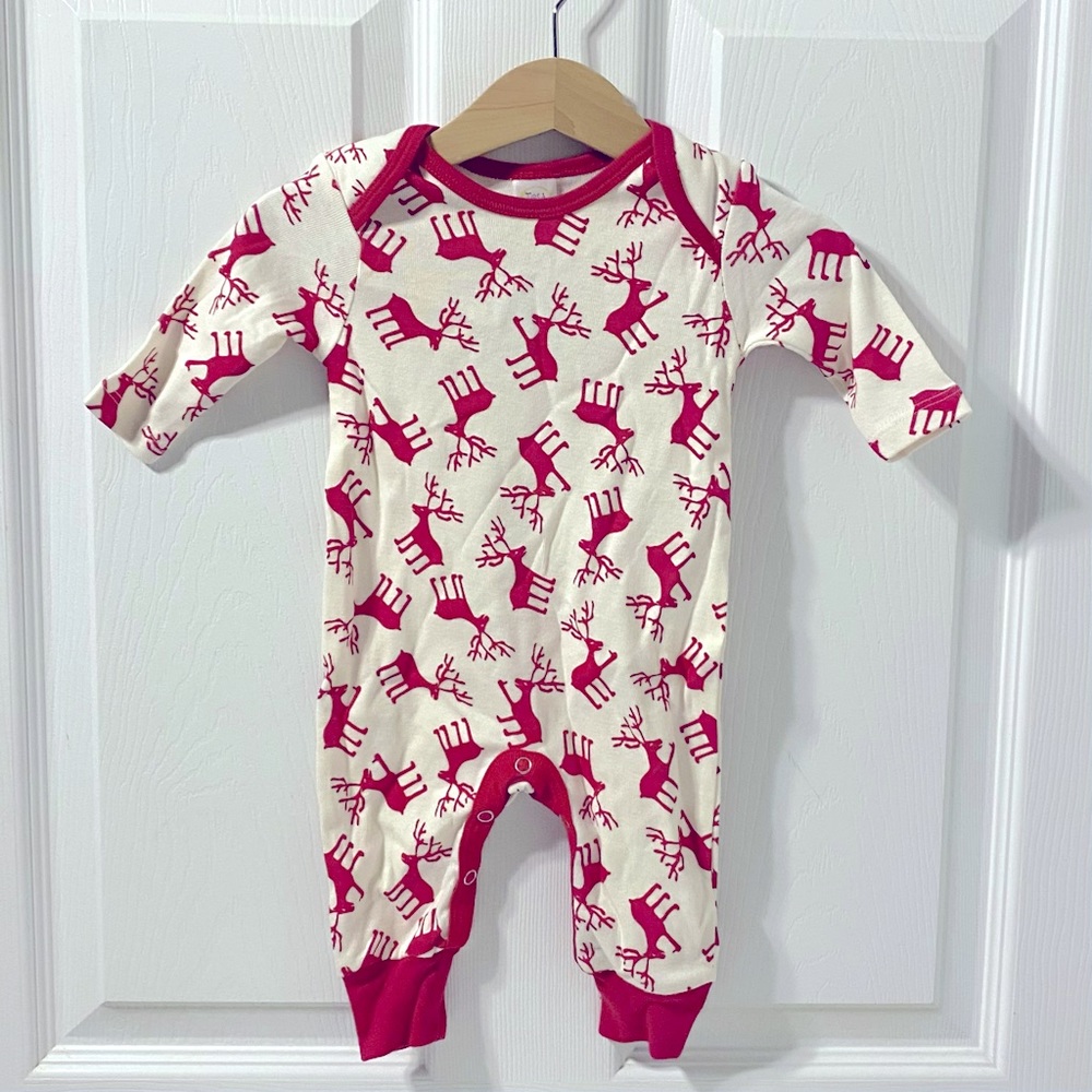 Tesa Babe Winter Reindeer Romper / Sizes Newborn - Toddler / White Red